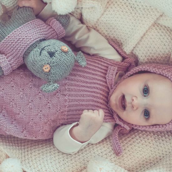 Meroino Wool Van Beren baby knit romper WENDY, pink