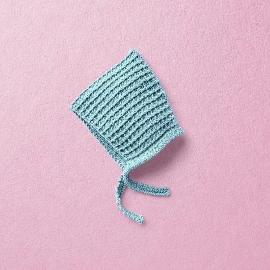 Merino wool Van Beren baby knit bonnet SUNNY, turquoise