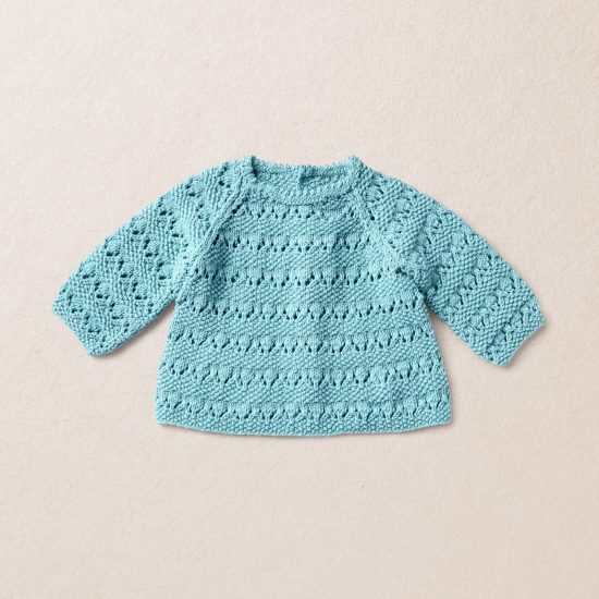 Merino wool Van Beren baby knit pullover CAROLINE, turquoise