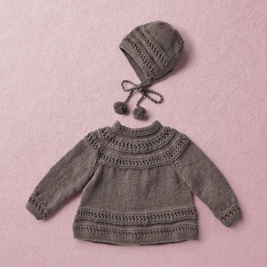 Merino wool Van Beren baby knit cardigan CECILIA, dark brown