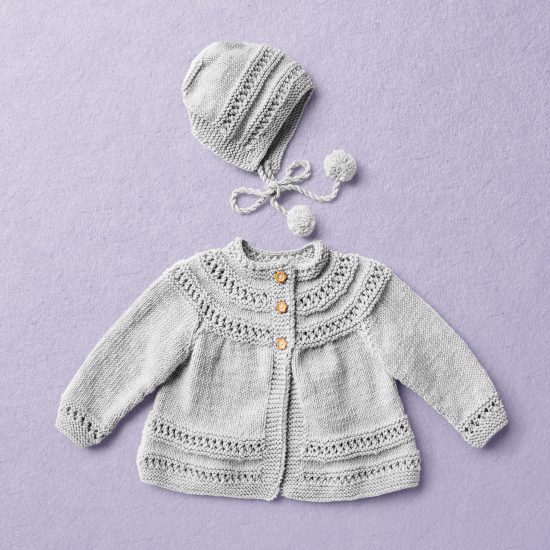 Merino wool Van Beren baby knit cardigan CECILIA, light grey