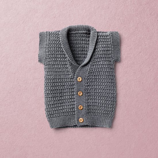 Van Beren merino wool baby knit vest, BRIAN, dark grey