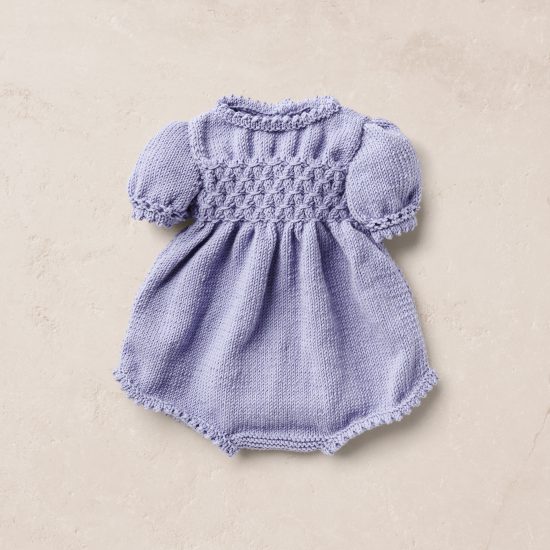 Merino wool Van Beren baby knit romper EERO, purple,