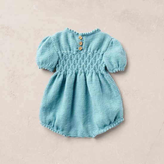 Merino wool Van Beren baby knit romper EERO, turquoise