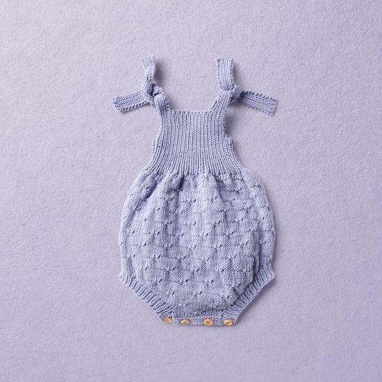 Merino Wool Van Beren baby knit romper WENDY, purple