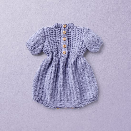 Merino wool Van Beren baby knit romper SUNNY, purple
