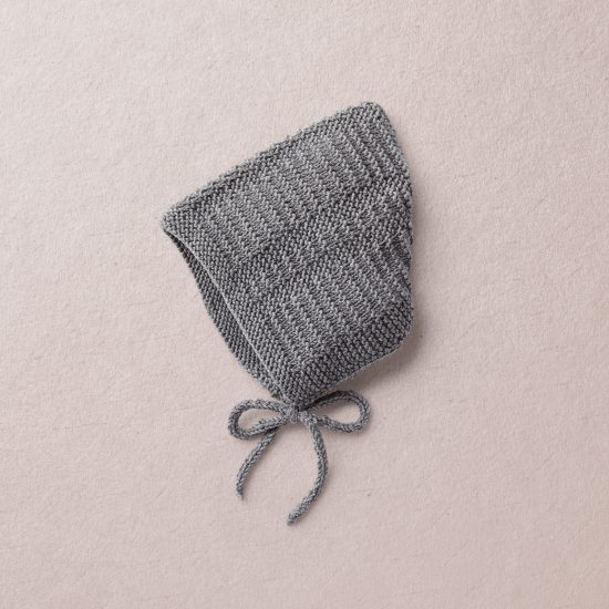 Merino Wool Van Beren baby knit bonnet DAVIE, dark gre