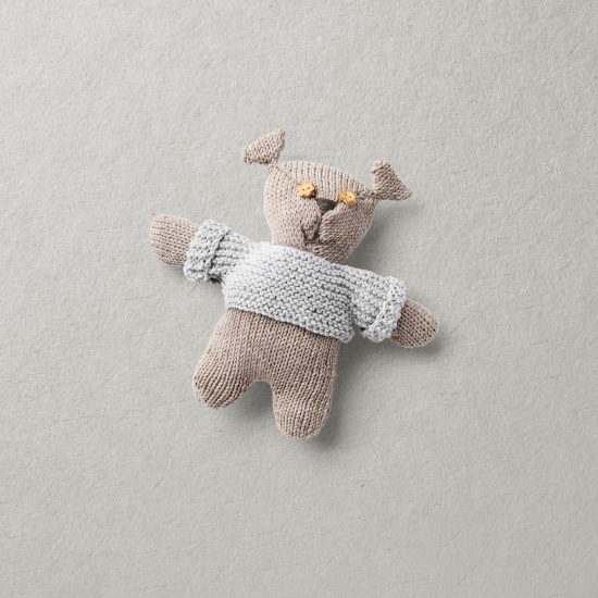 Knit bear RUDY of Meriono wool Van Beren hand made knit bear, light grey