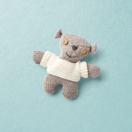 Merino wool Van Beren hand made knit bear, off white