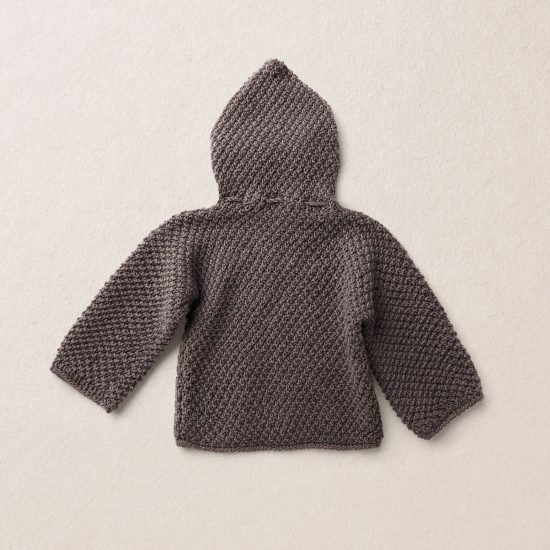 Merino Wool Van Beren baby knit cardigan RAMONA, dark brown