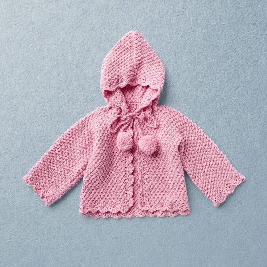 Merino Wool Van Beren baby knit cardigan RAMONA, pink, KNIT KIT