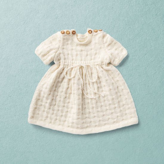 Knit Kit, Merino Wool Van Beren baby knit dress LIV, off white