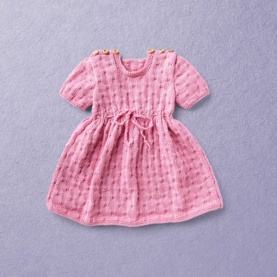 Merino wool Van Beren baby knit dress LIV, pink