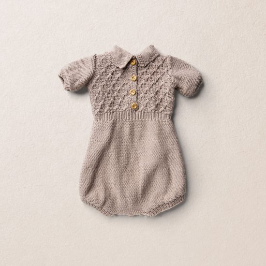 Merino wool Van Beren baby knit romper STEWART, beige