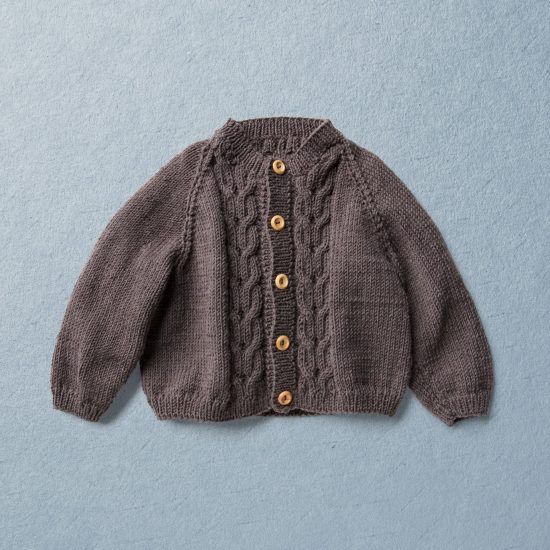 Merino wool Van Beren baby knit set ROBIN, dark brown