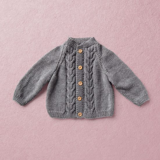 Merino wool Van Beren baby knit set ROBIN, dark grey