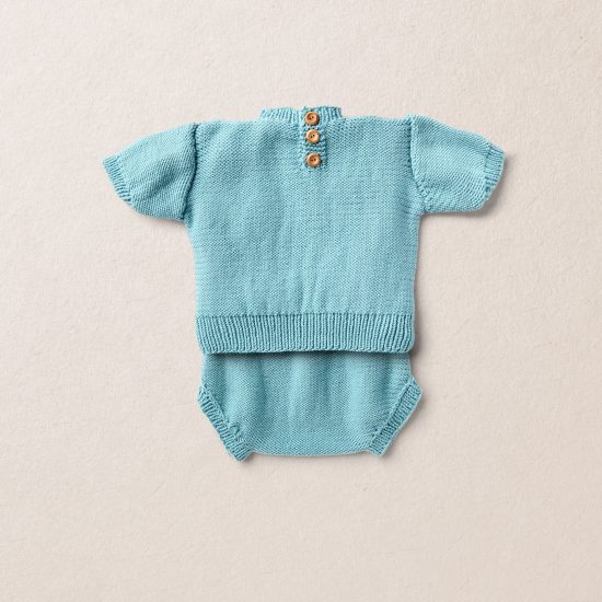 Merino wool Van Beren baby knit set STEVIE, turquoise