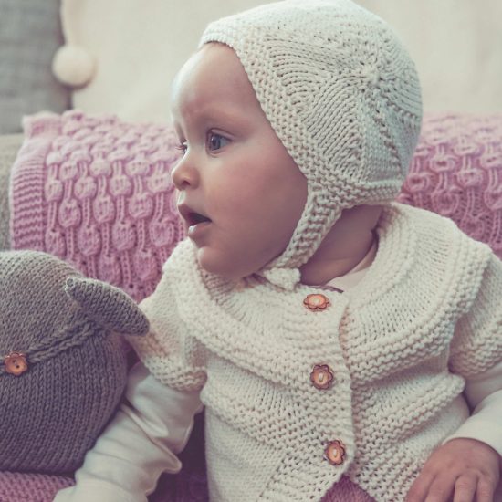 Merino wool Van Beren Baby knit set CLEMENTINE, off white