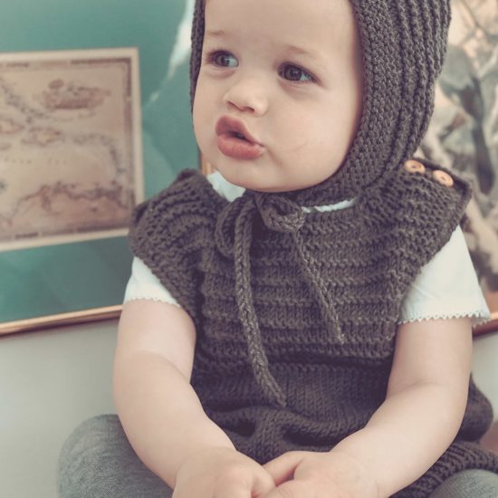 Merini Wool Van Beren baby knit set DAVIE, dark brown,