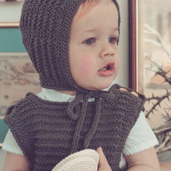 Merino wool Van Beren baby knit set DAVIE, dark brown