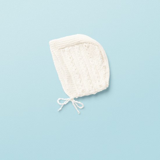 baby knit bonnet JANE, organic cotton, hand made in Austria, VAN BEREN