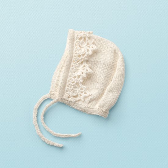 Christening, Taufe, Vintage style inspired knit bonnet LAYLA, organic cotton, hand made in Austria, VAN BEREN