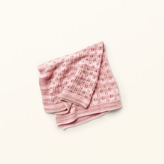 Vintage style inspired knit blanket in ajour pattern ANGEL, organic cotton, hand made in Austria, VAN BEREN