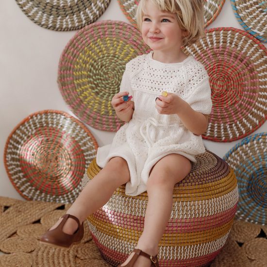Flower girl knit dress PANDORA handmade in Austria of organic cotton yarn VAN BEREN