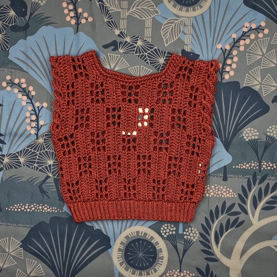 Crochet sweater THEODORA handknitted of virgin merino wool VAN BEREN