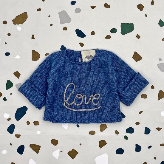 Baby sweater LOVE handknitted in Austria of virgin merino wool VAN BEREN