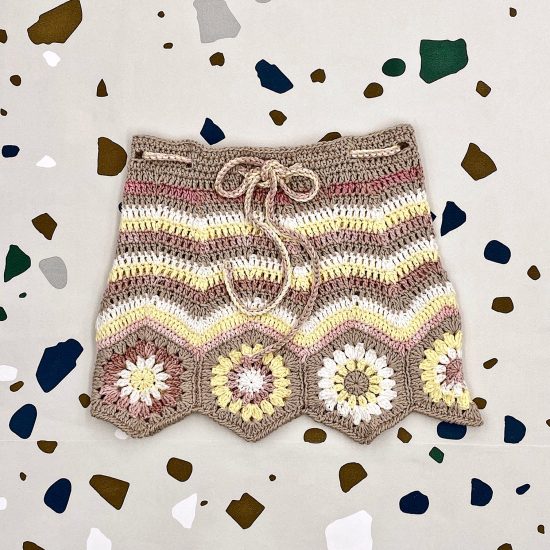 Crochet skirt granny square handmade in Austria of organic cotton yarn VAN BEREN