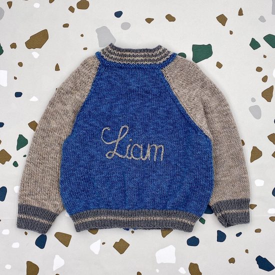 Knit cardigan LEON personalized with first name handmade of VAN BEREN