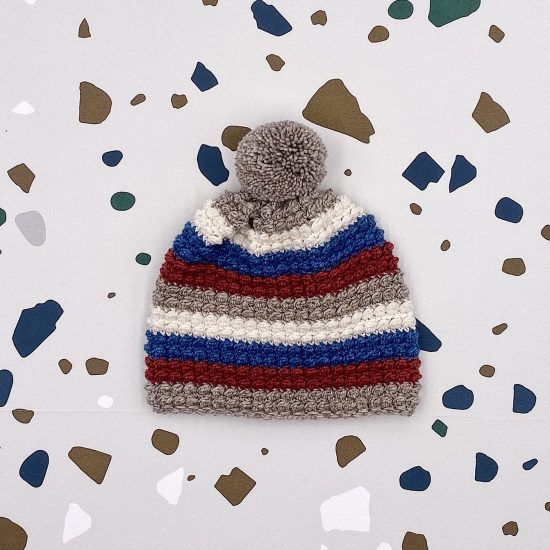 Crochet bonnet GIOTTO handmade of virgin merino wool VAN BEREN