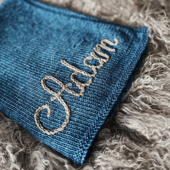 baby blanket EDWARD handknitted in Austria of virgin merino wool VAN BEREN personalized with babies first name