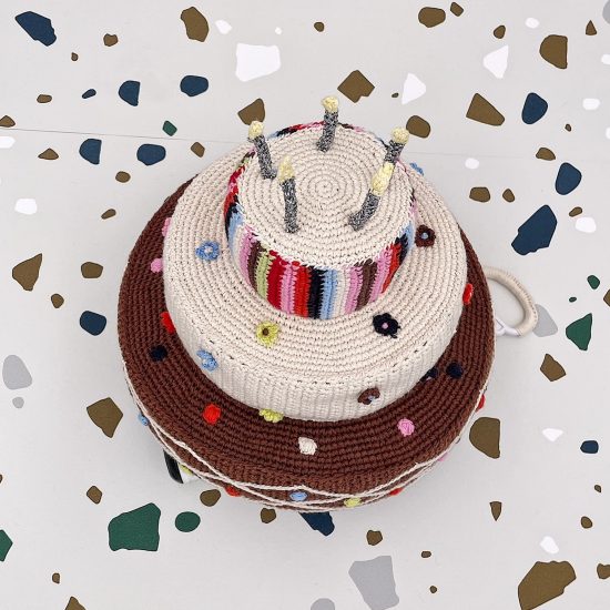 Birthday crochet cake handmade Anne Claire Petit of virgin merino wool