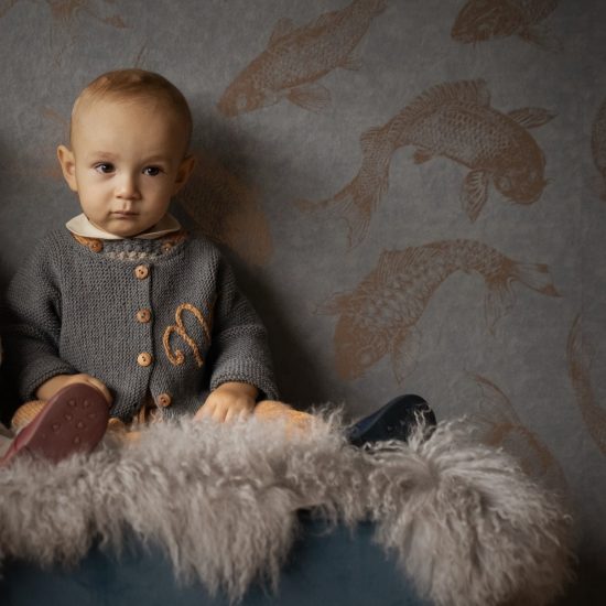 Knit cardigan EDIE personalized with babies first name handmade in Austria VAN BEREN