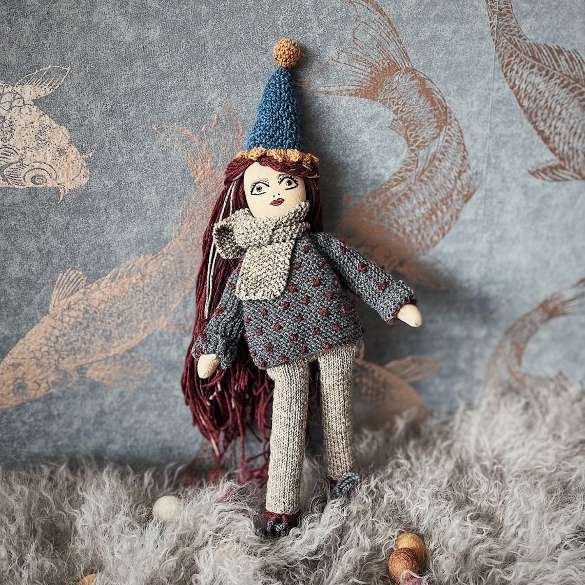 Handmade rag doll WILHELMINE hand made in Austria