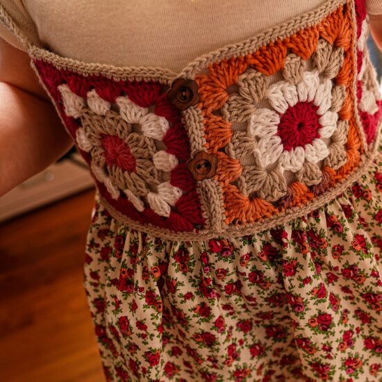 Crochet dress LORLI handmade in Austria of organic cotton yarn VAN BEREN
