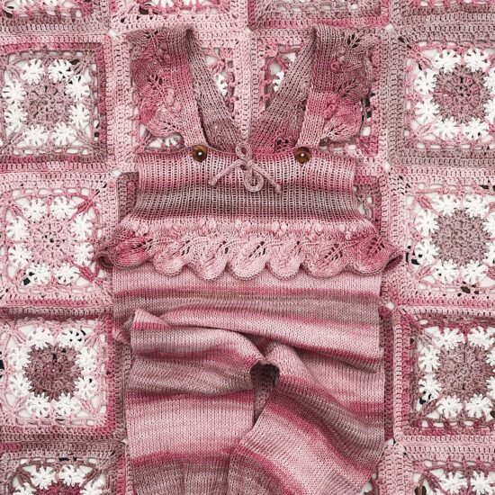 Knit dungarees AVIA handmade in Austria of Organic Cotton Yarn VAN BEREN