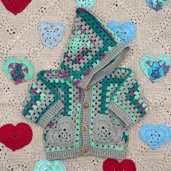 Crochet cardigan GASTON handmade in Austria of organic cotton VAN BEREN