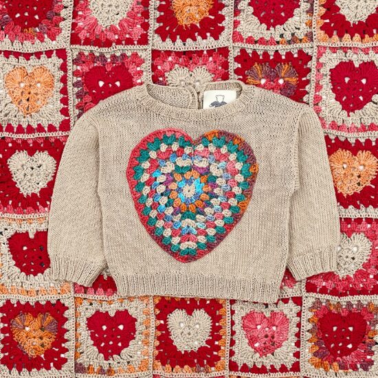 Knit sweater HEART BEAT handmade in Austria of organic cotton yarn VAN BEREN