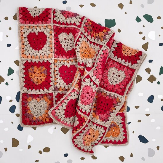 Crochet Blanket GASTON handmade in Austria of organic cotton yarn VAN BEREN